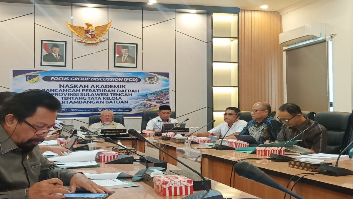 DPRD Sulteng Bahas Ranperda Tata Kelola Pertambangan Batuan
